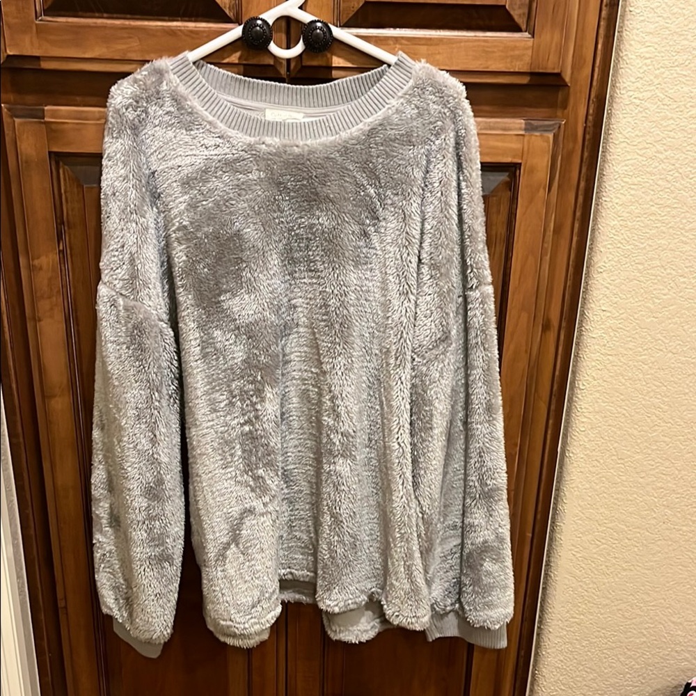 Cozy Gray Fuzzy Sweatshirt